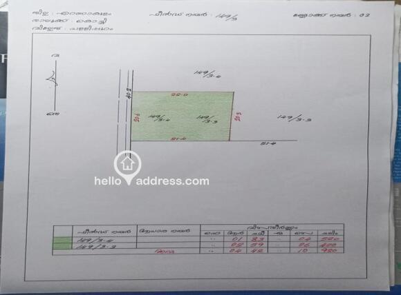 This is the sketch of the piece of land for sale at Cherai, prepared by revenue officials after their measurements.