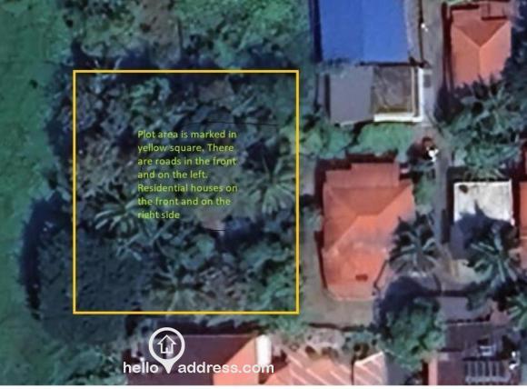 View from top of plot. Plot is marked in yellow box.