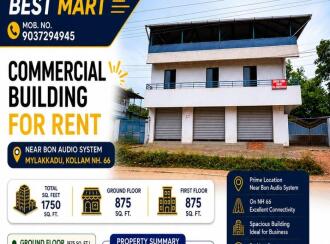 Commercial Building for Rent in Kollam, Kollam, Kottiyam, Mylakkadu