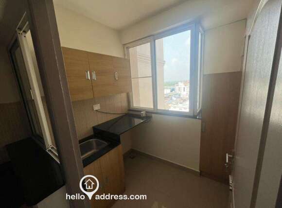 Service Area with large windows , with broom room and other storage accesories