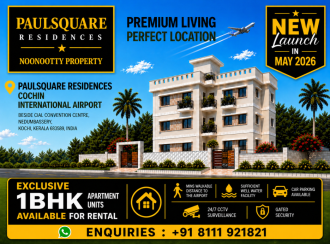Residential Apartment for Rent in Ernakulam, Nedumbassery, Airport, Beside CIAL Convention Centre